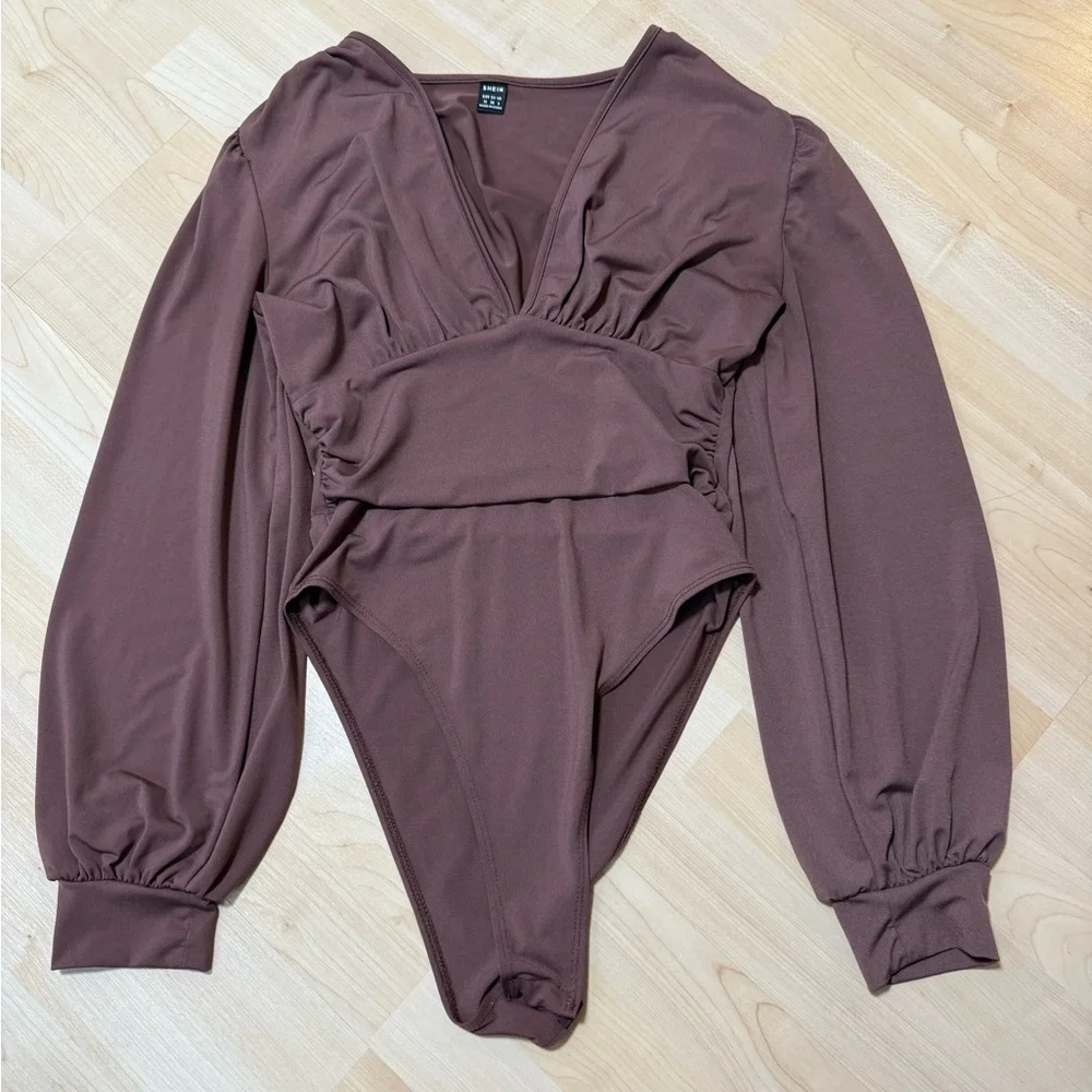 SHEIN Brown Long Sleeve Bodysuit - Picture 2 of 5